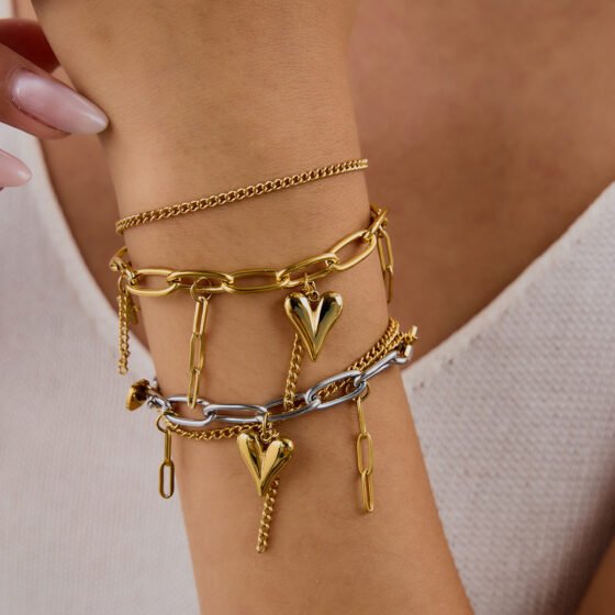Heart Chain Bracelet No. 024