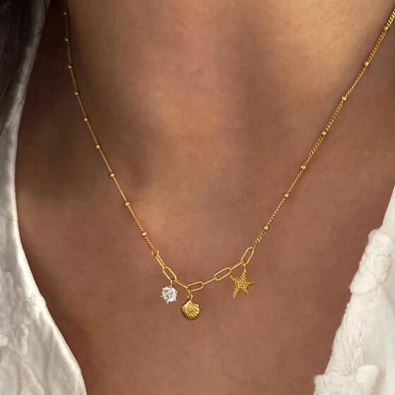 Starfish Crystal Pendant Necklace No. 029