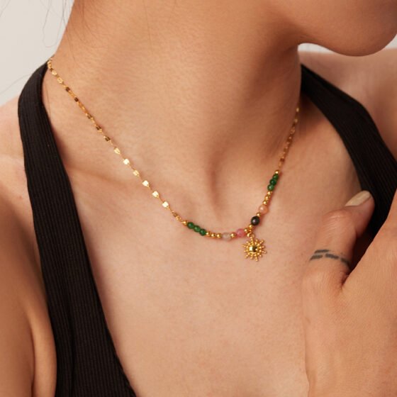 Sun Natural Stone Pendant Necklace No. 031