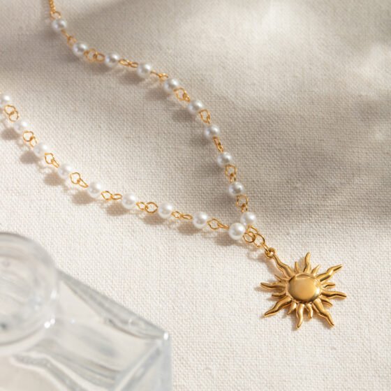 Pearl Sun Pendant Necklace No. 063