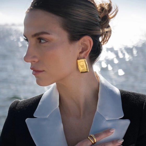 Geometric Square Earrings No. 007