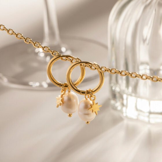 Pearl Star Earrings No. 018