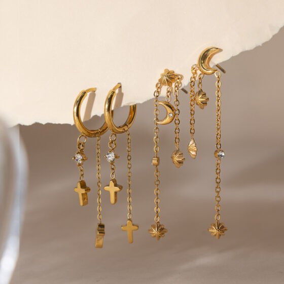 Cross Crystal Earrings No. 032