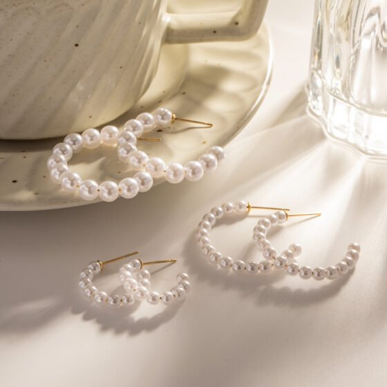 Pearl Geometric Earrings No. 051