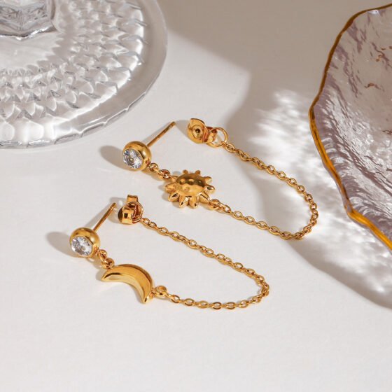 Sun Moon Earrings No. 053
