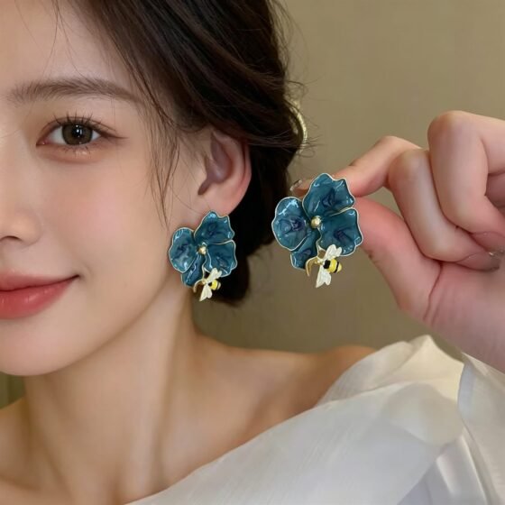 Floral Colorful Stud Earrings - view 1