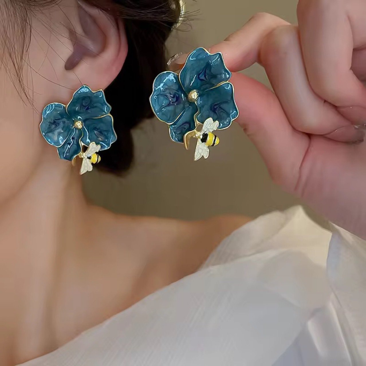 Floral Colorful Stud Earrings - view 2