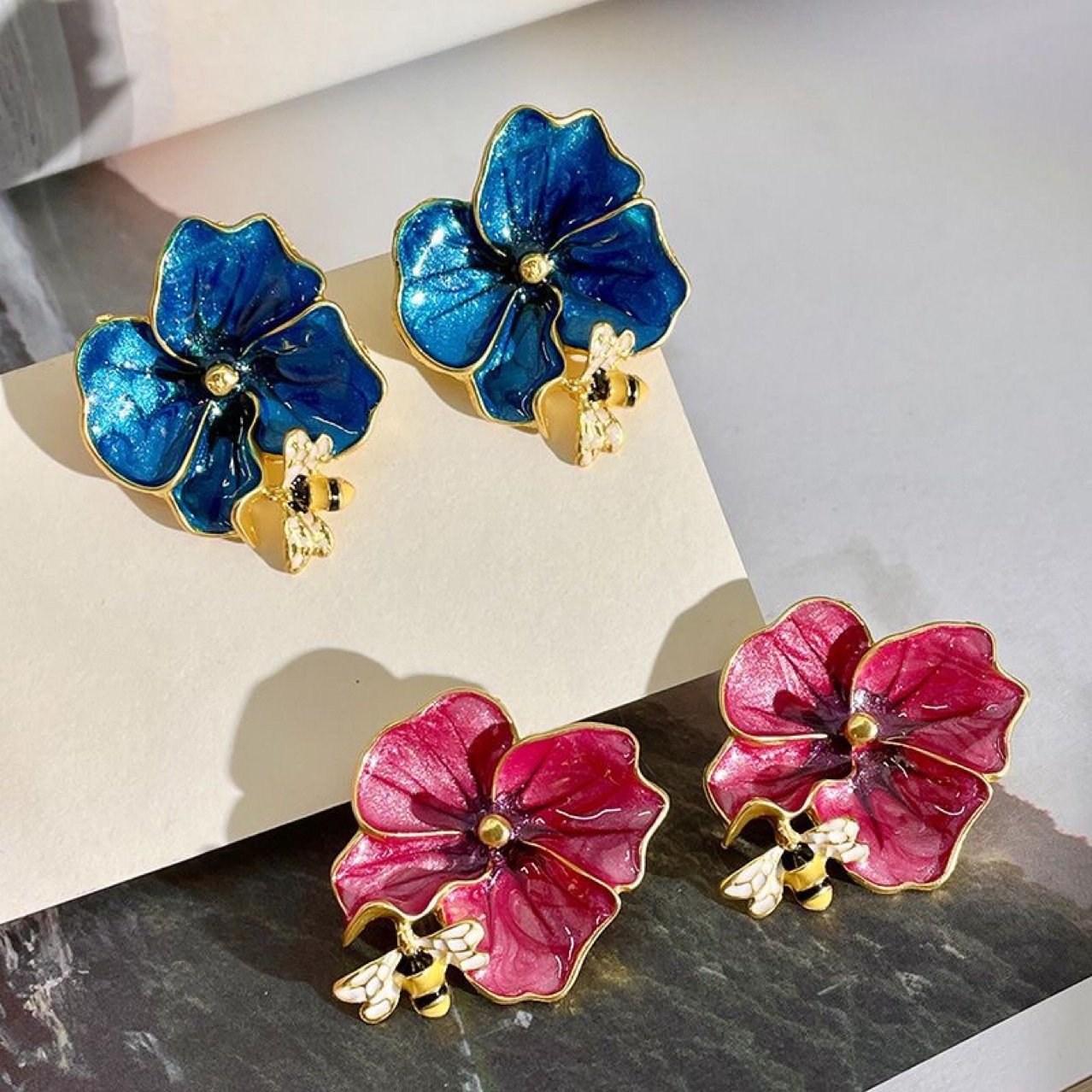 Floral Colorful Stud Earrings - view 3
