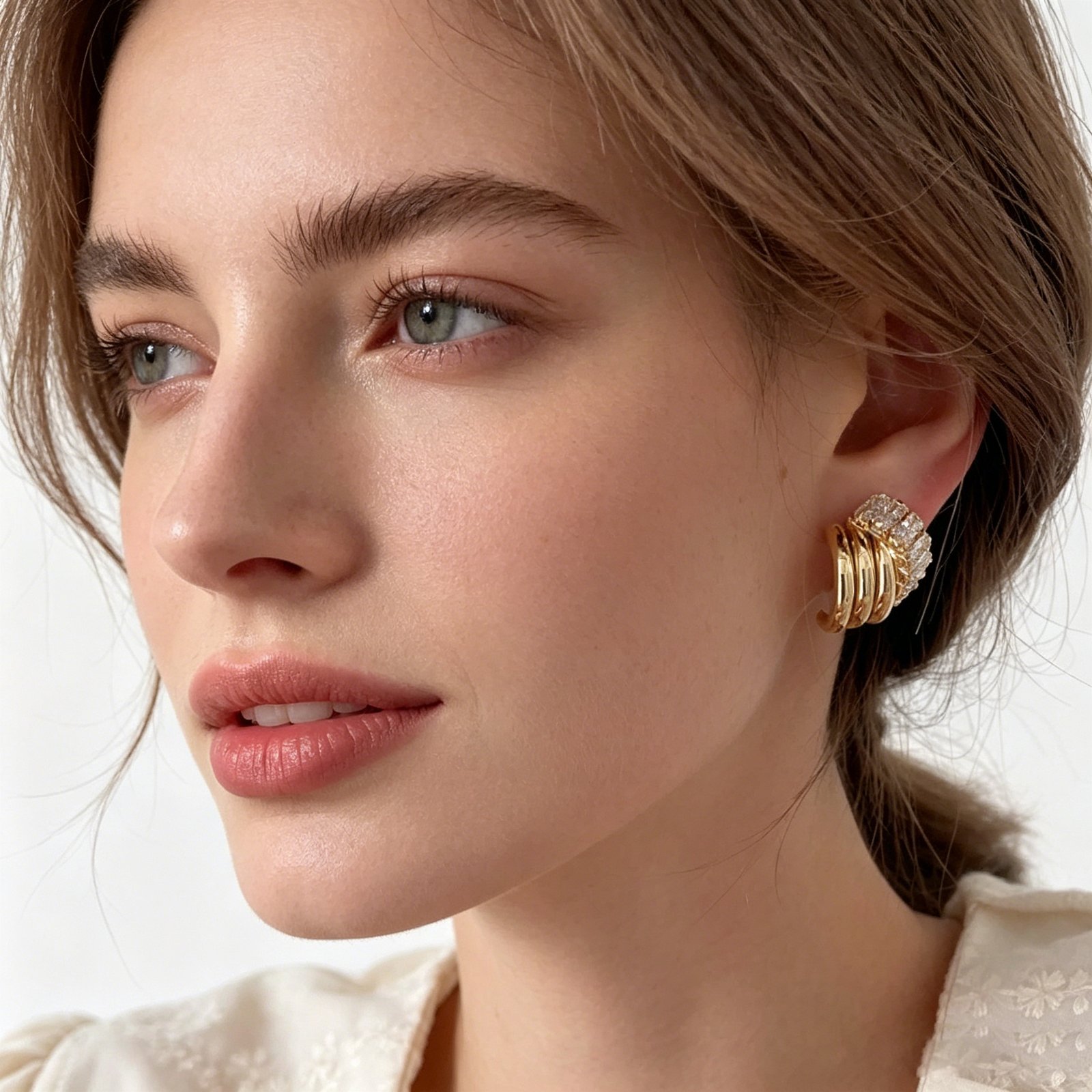 Crystal Sculptural Stud Earrings - view 1