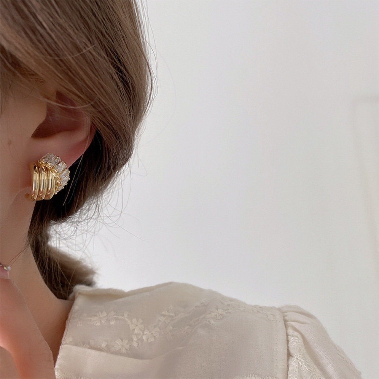 Crystal Sculptural Stud Earrings - view 2