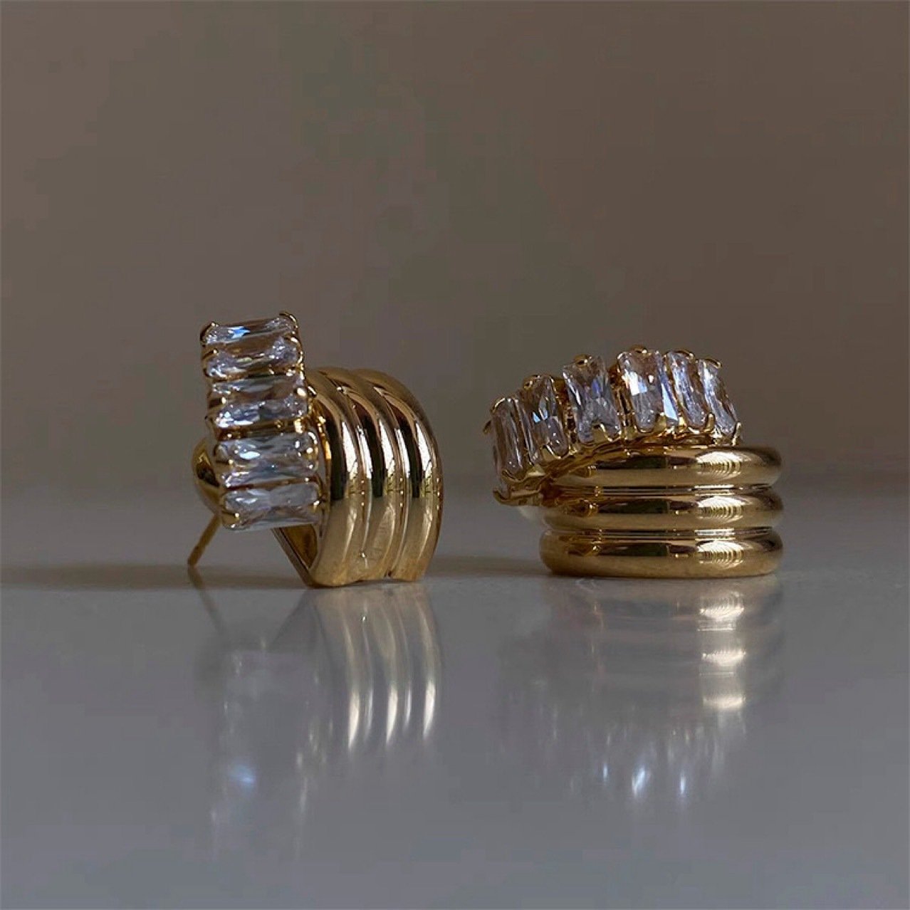 Crystal Sculptural Stud Earrings - view 3