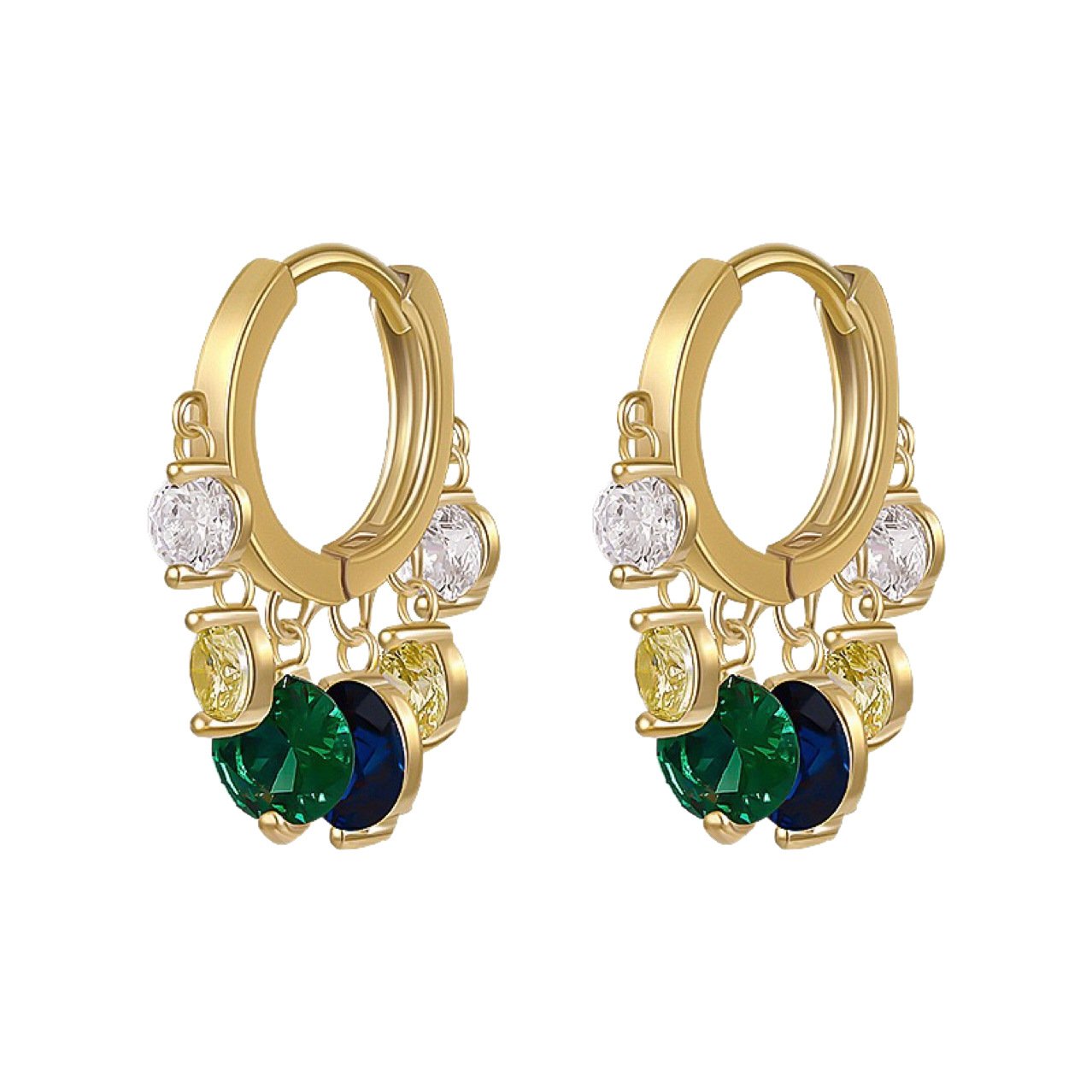 Crystal Emerald Hoop Earrings No. 200 - view 4