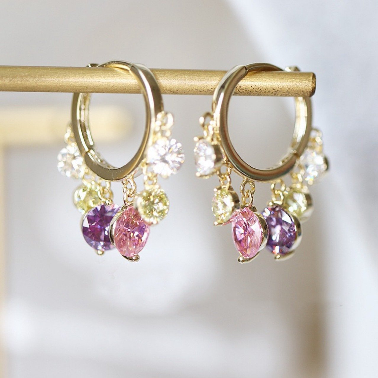 Crystal Emerald Hoop Earrings No. 200 - view 5