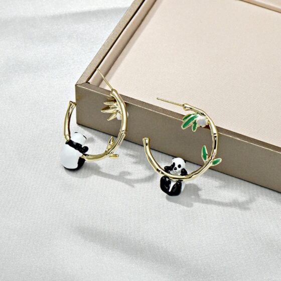 Panda Hoop Earrings - view 1