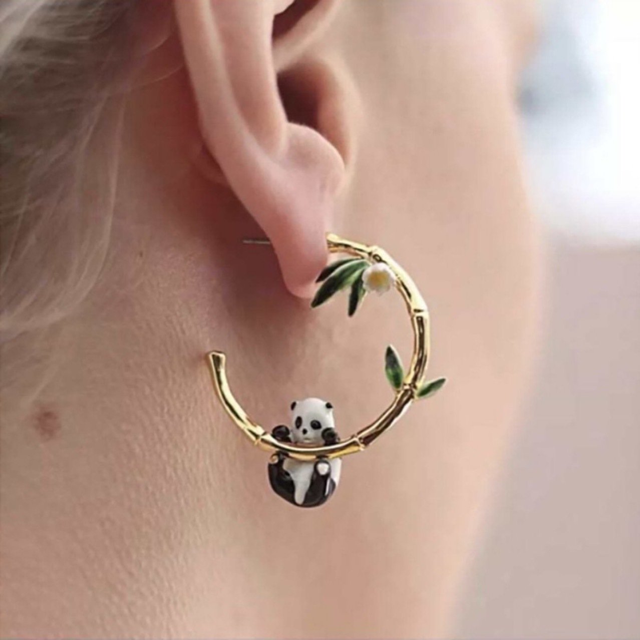 Panda Hoop Earrings - view 2