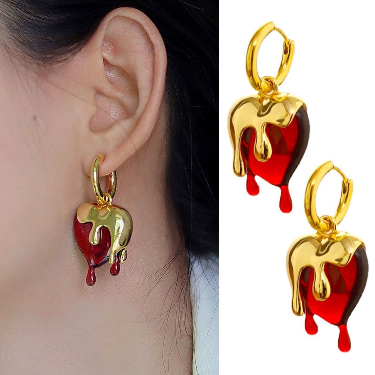 Heart Vintage Drop Earrings - view 3