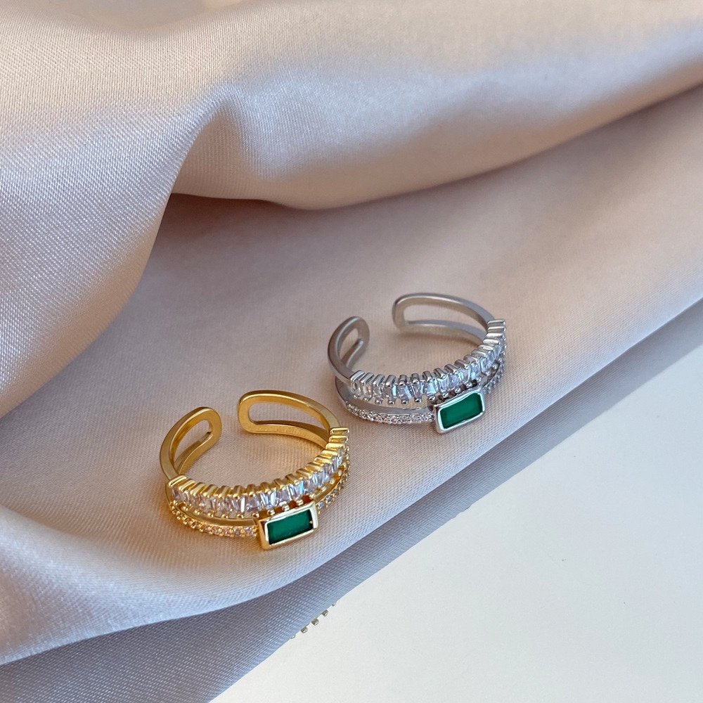 Crystal Emerald Adjustable Ring - view 2