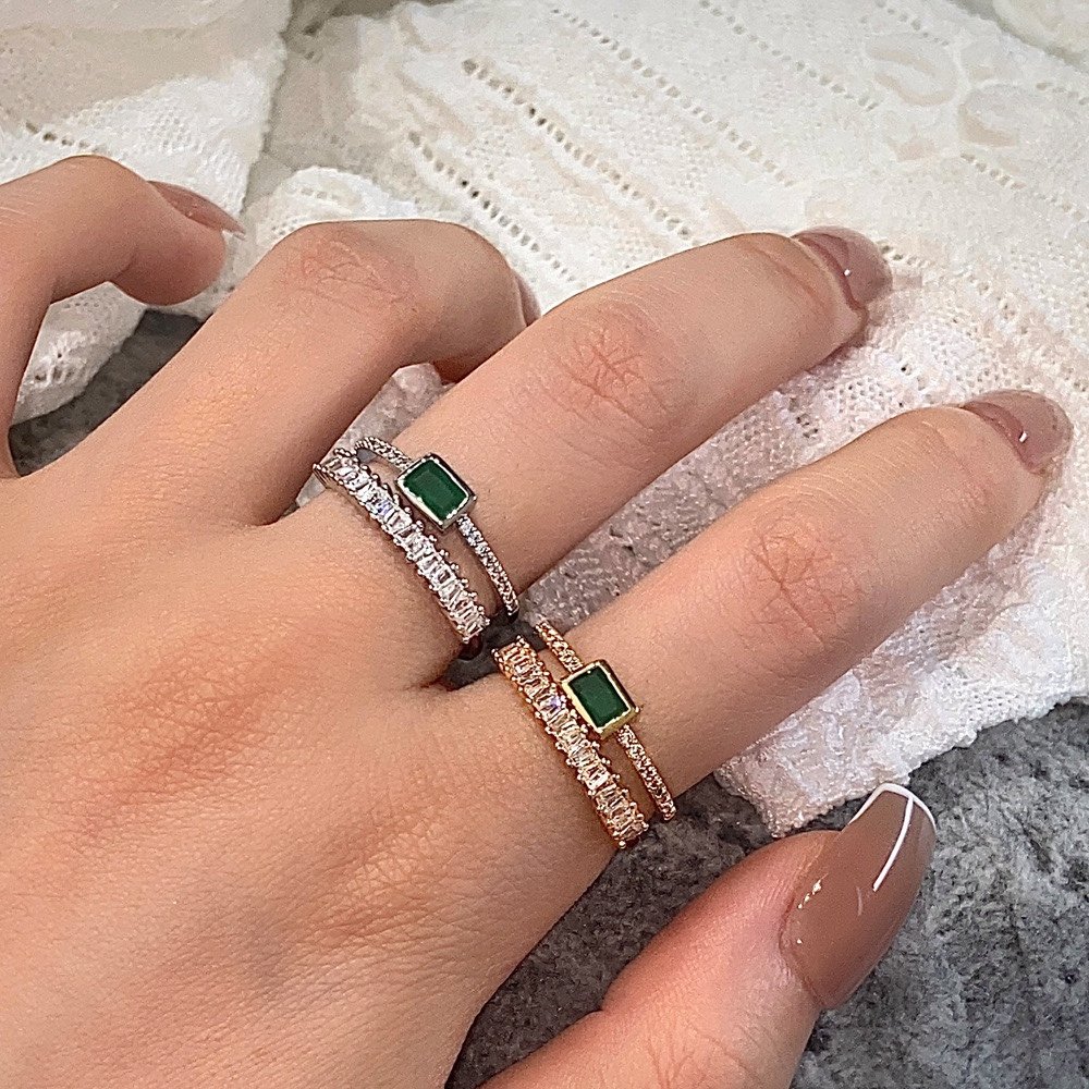 Crystal Emerald Adjustable Ring - view 4