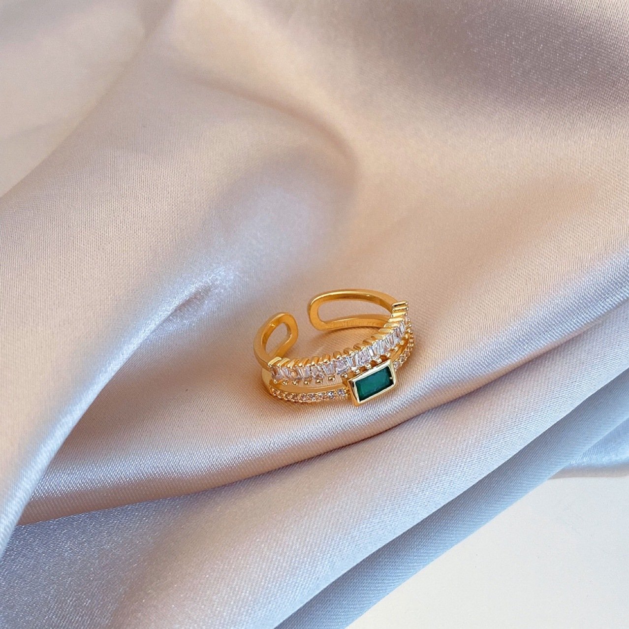 Crystal Emerald Adjustable Ring - view 6