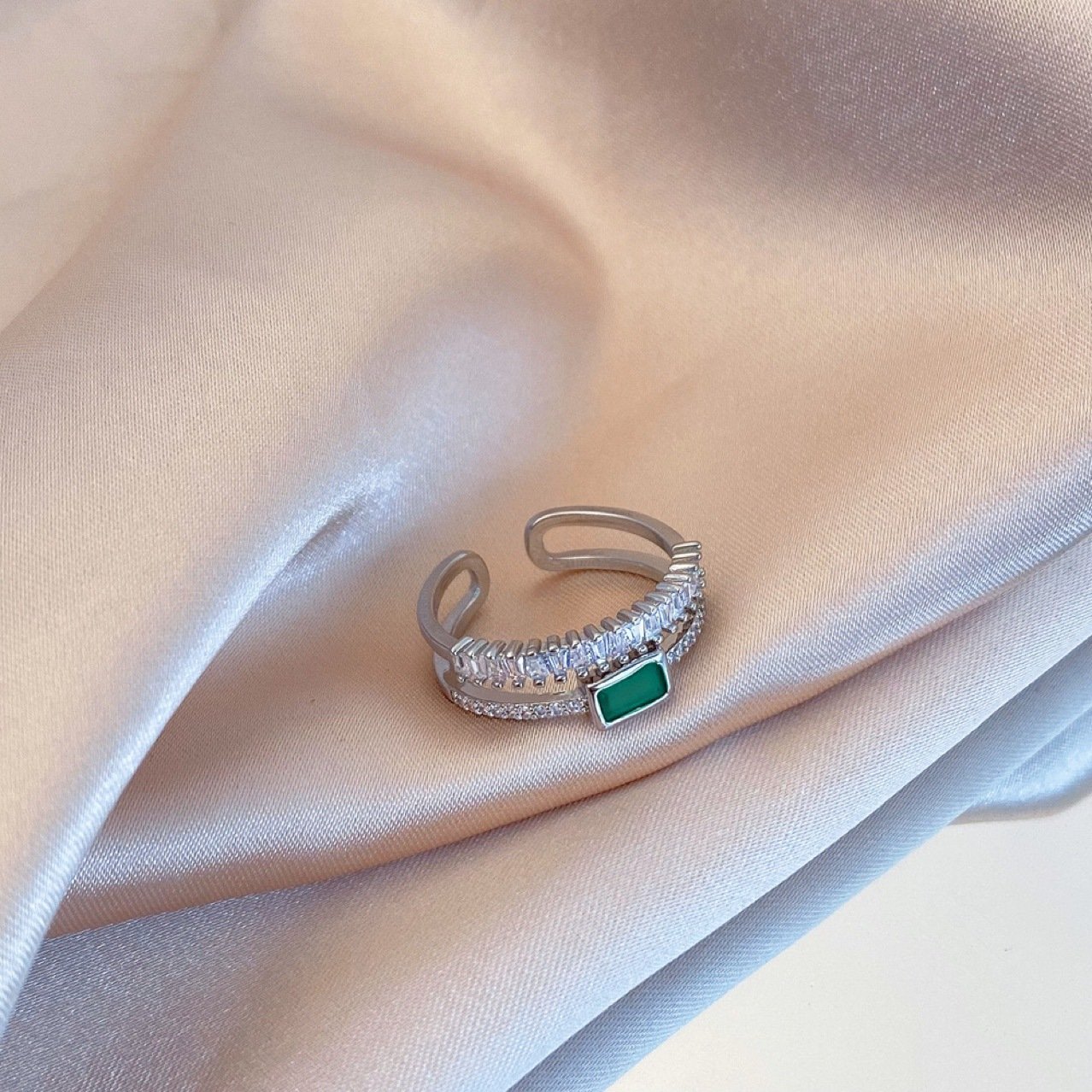 Crystal Emerald Adjustable Ring - view 7