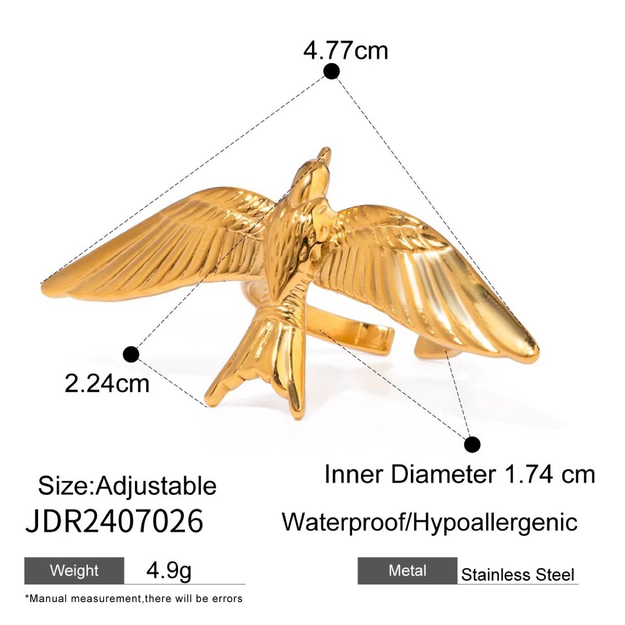 Bird Sculptural Adjustable Ring - view 4