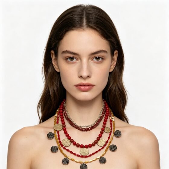 Coin Sculptural Layered Necklace - view 1