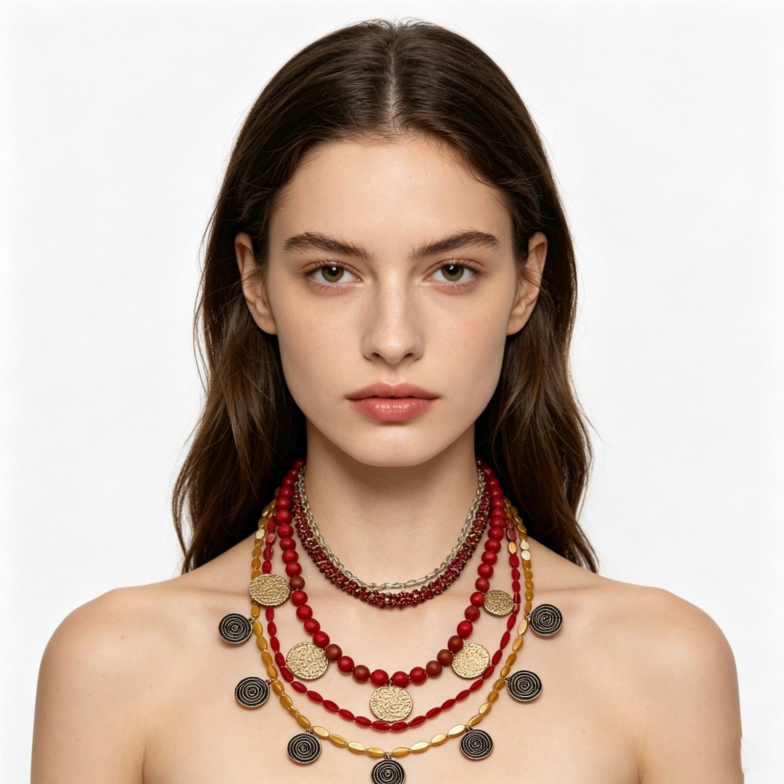 Coin Sculptural Layered Necklace - view 1
