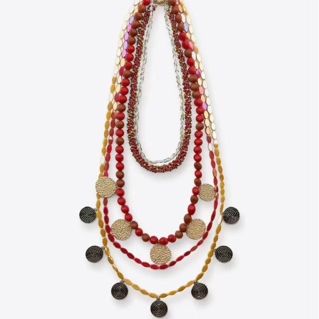 Coin Sculptural Layered Necklace - view 2