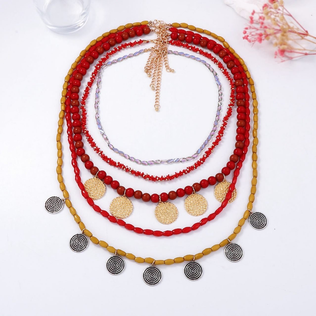 Coin Sculptural Layered Necklace - view 4