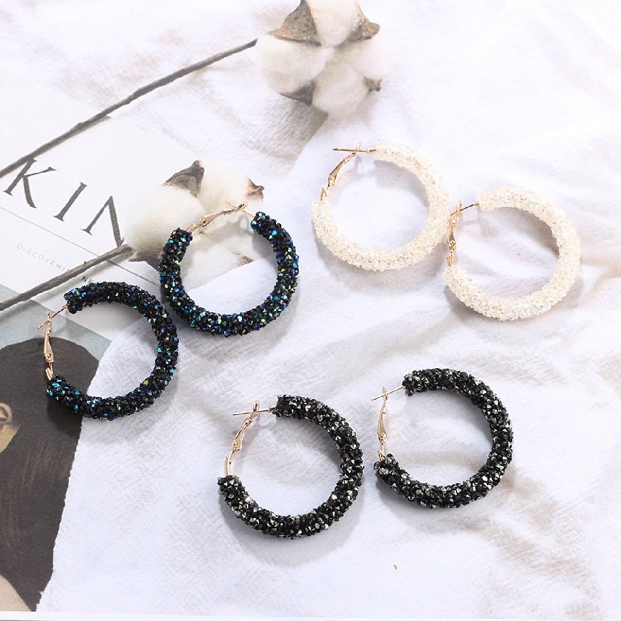 Crystal Hoop Earrings - view 2