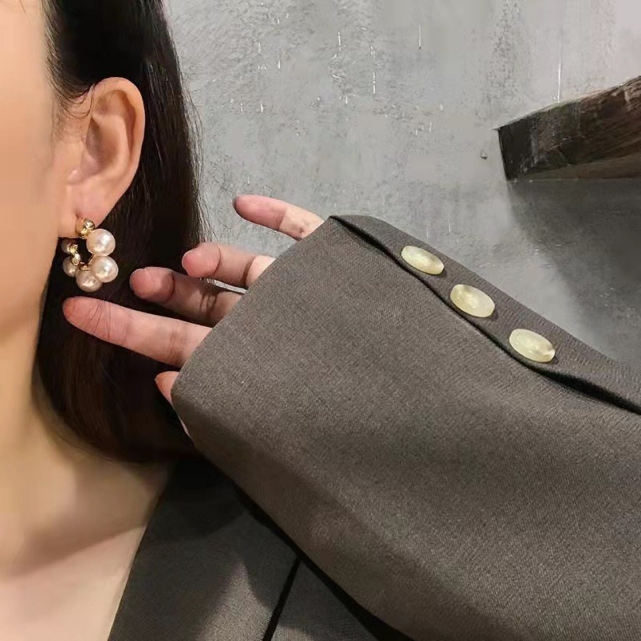 Pearl Heart Drop Earrings - view 4