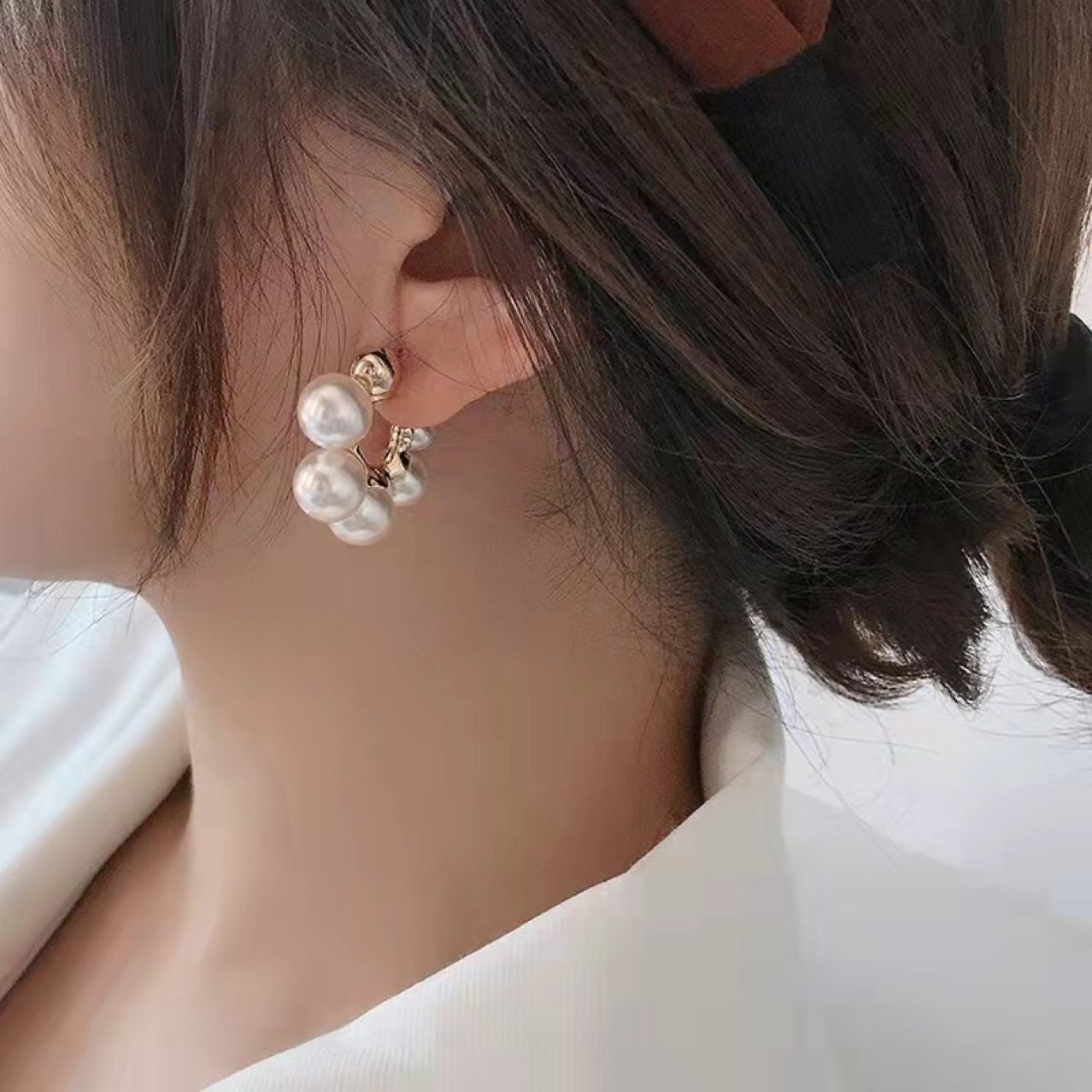 Pearl Heart Drop Earrings - view 5