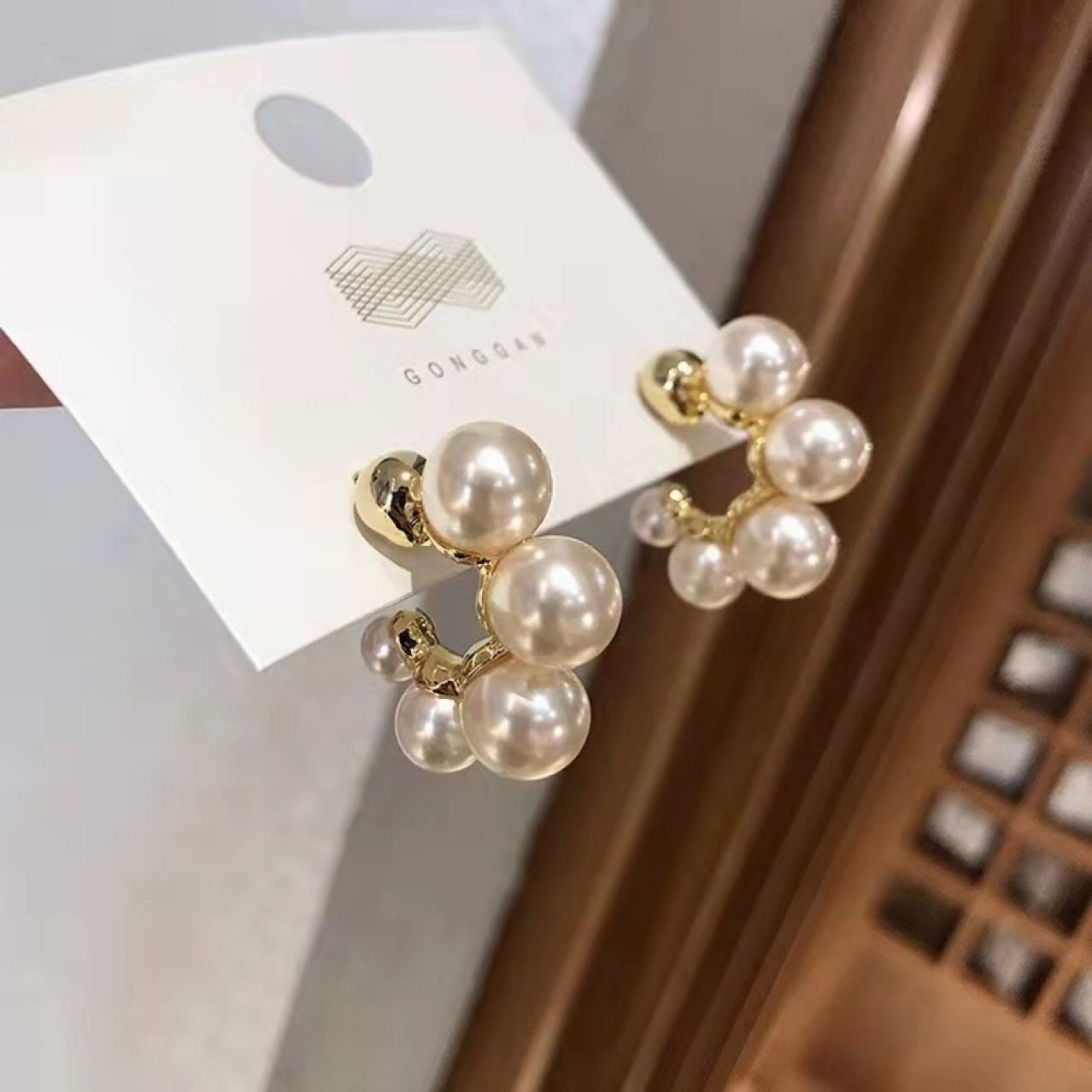 Pearl Heart Drop Earrings - view 6