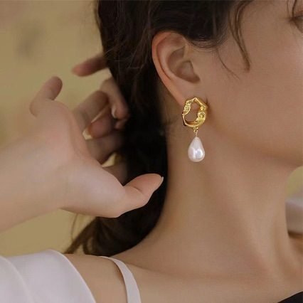Pearl Drop Earrings - view 4