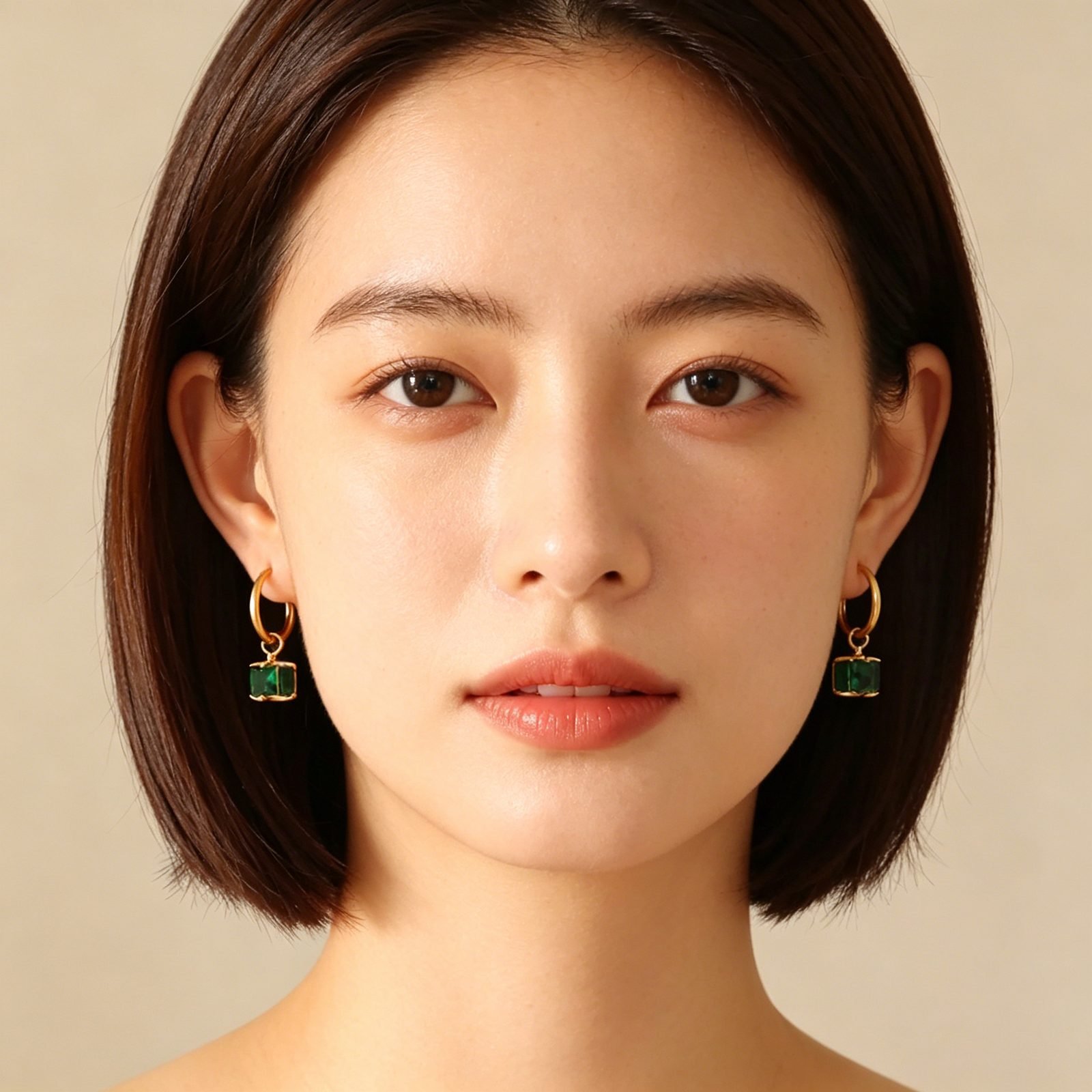 Crystal Emerald Hoop Earrings - view 1