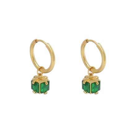 Crystal Emerald Hoop Earrings - view 6