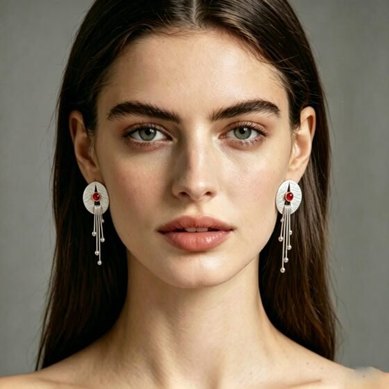 Gemstone Coin Drop Earrings - view 1