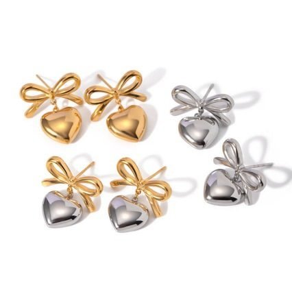 Bow Butterfly Drop Earrings - view 2