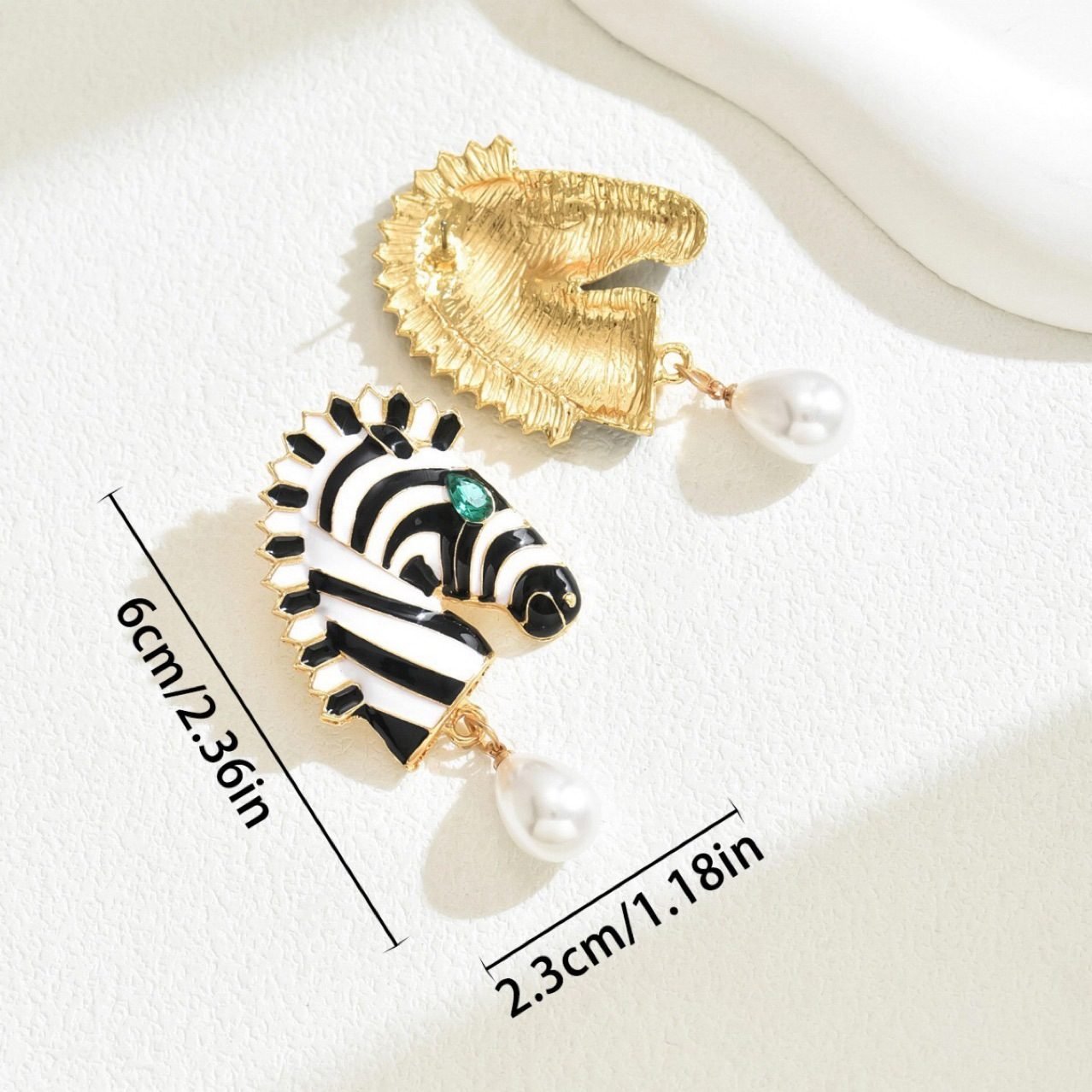 Pearl Zebra Drop Earrings - view 4