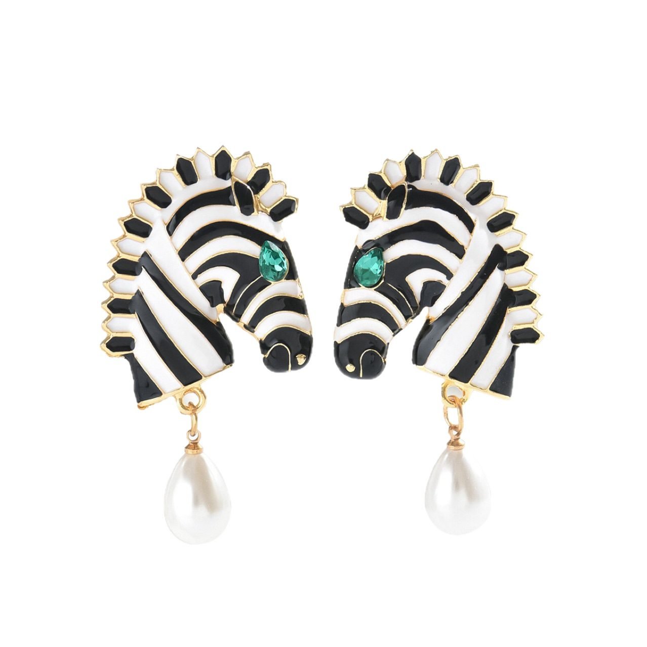 Pearl Zebra Drop Earrings - view 5