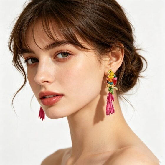Ocean Parrot Hoop Earrings - view 1