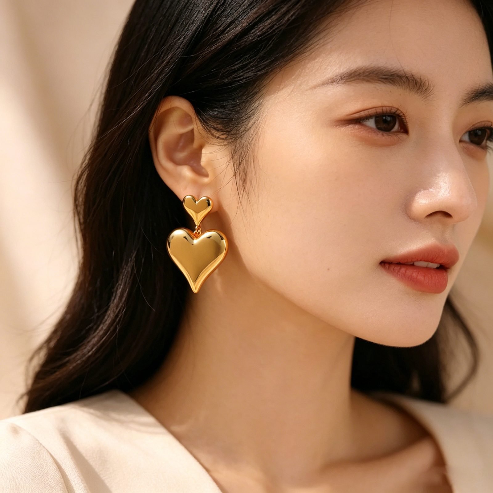 Heart Stud Earrings No. 087 - view 1