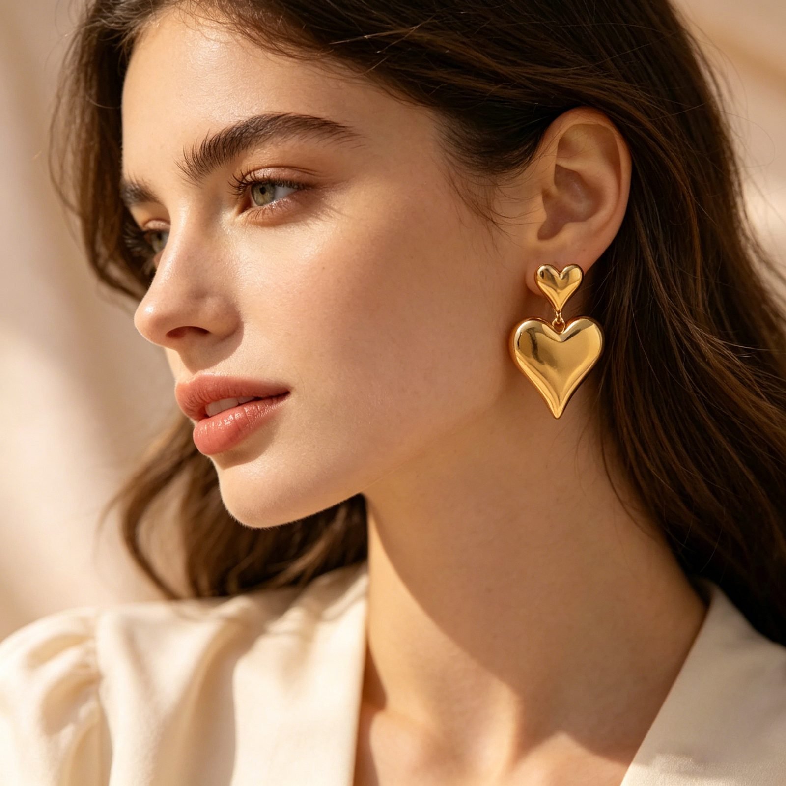 Heart Stud Earrings No. 087 - view 2