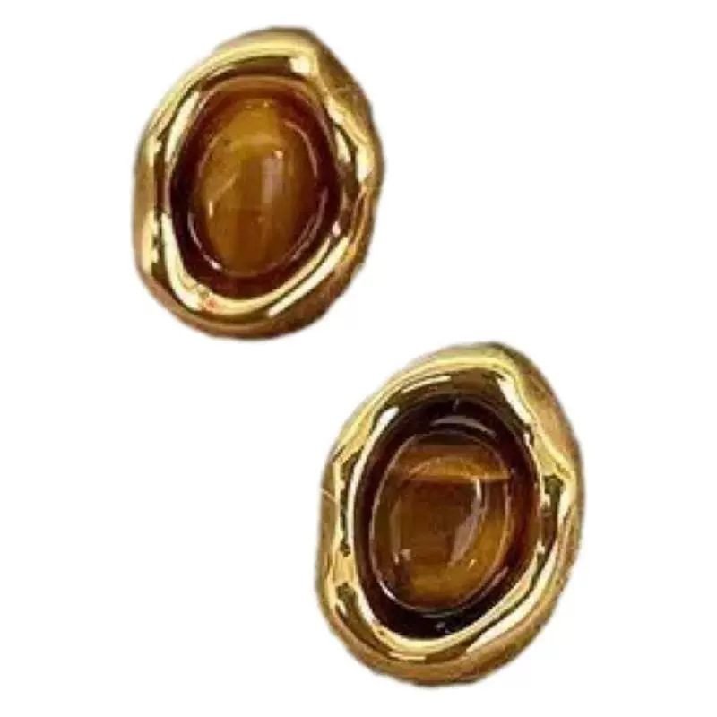 Tiger Eye Sculptural Stud Earrings - view 3