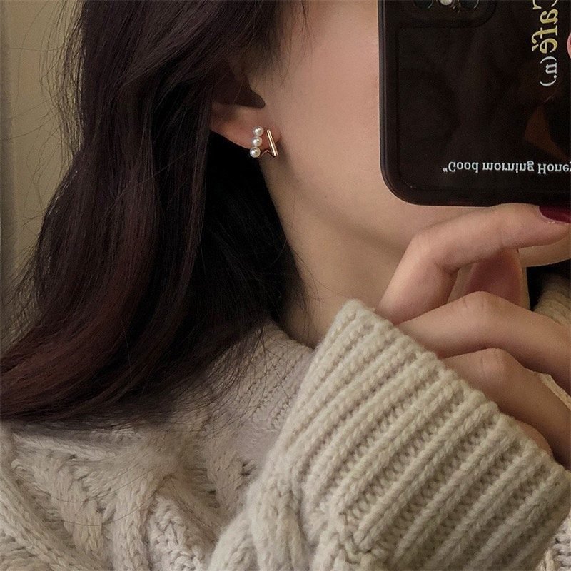 Pearl Sculptural Stud Earrings - view 2