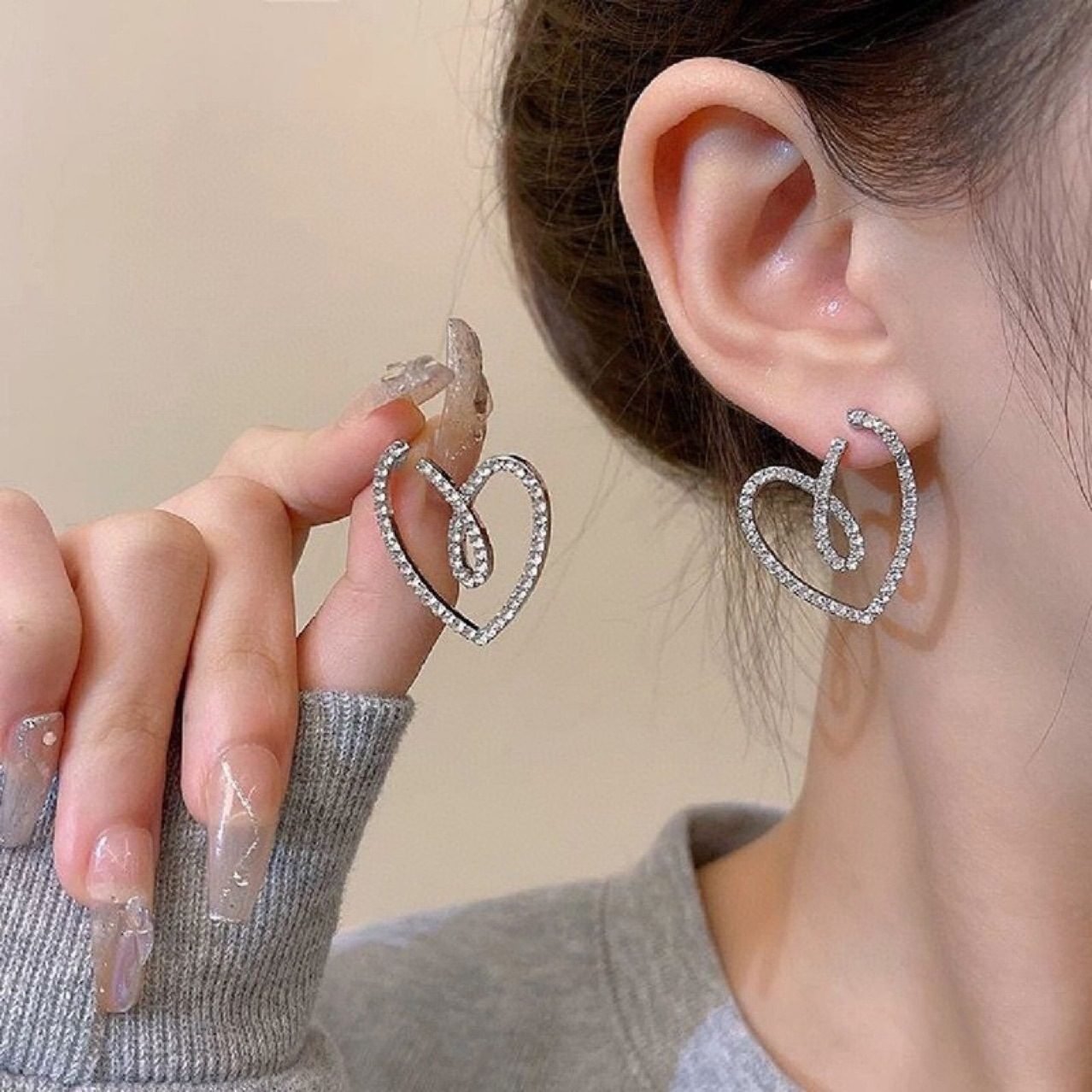 Heart Stud Earrings No. 105 - view 3