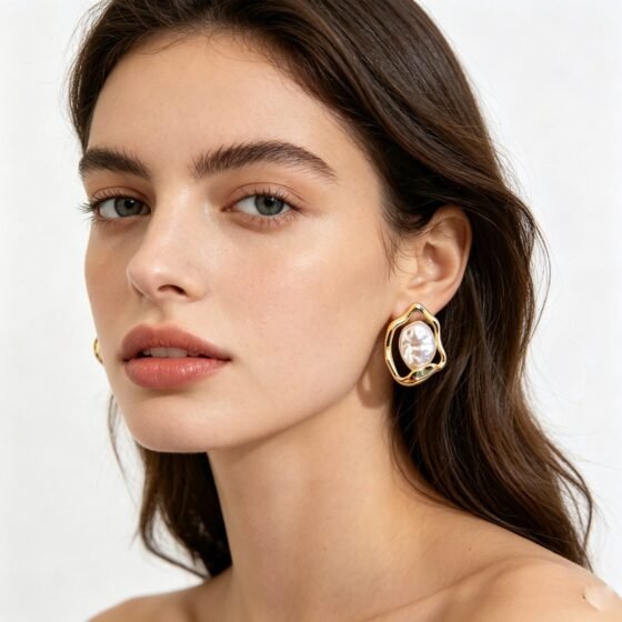 Pearl Floral Stud Earrings - view 1