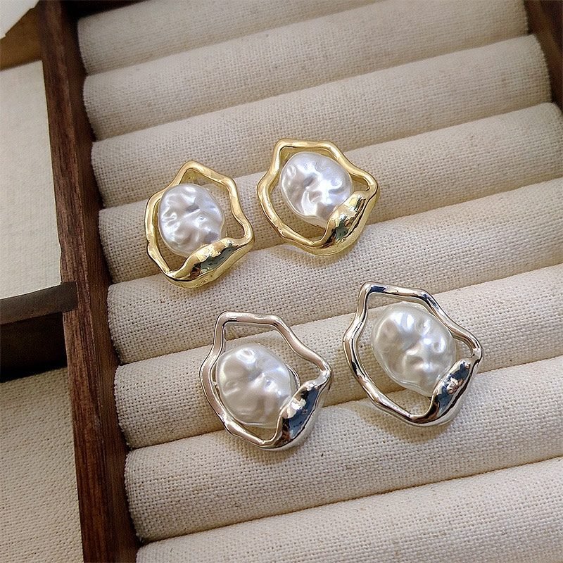 Pearl Floral Stud Earrings - view 2