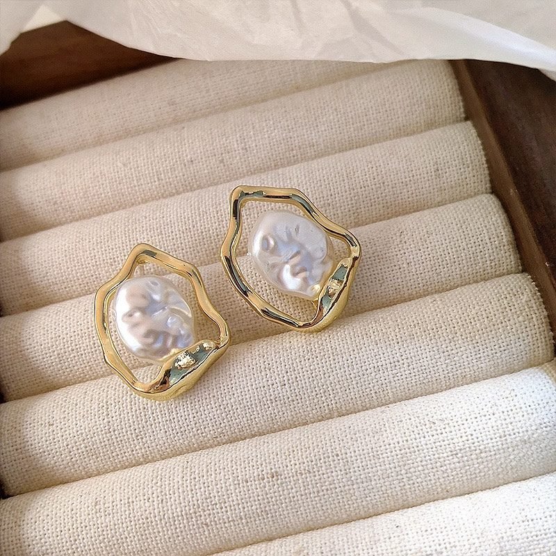 Pearl Floral Stud Earrings - view 4