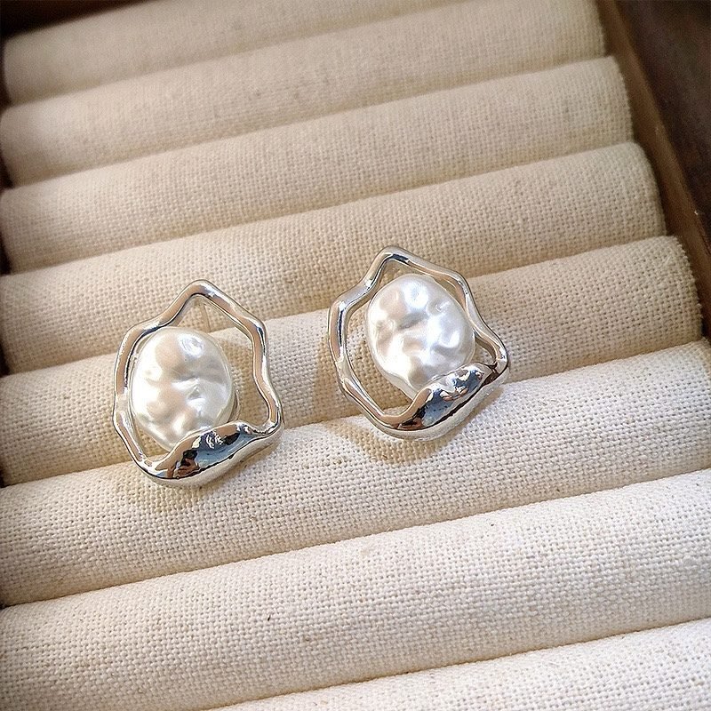 Pearl Floral Stud Earrings - view 5